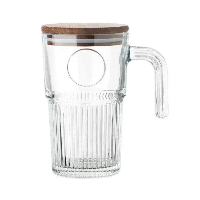MUG VERRE NERVUREE 450ML PERSONNALISABLE 'VIVIANE' - transparent