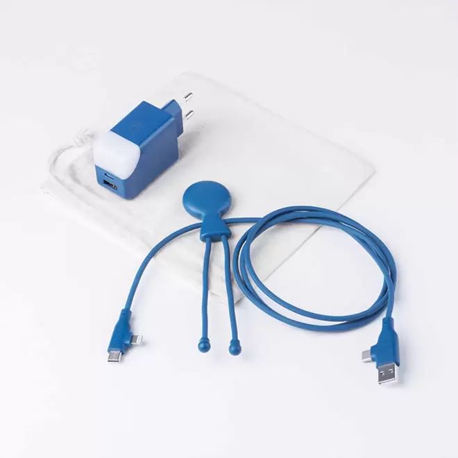 PACK PERSONNALISABLE PRISE ET CABLE 'MOBILITY' - bleu