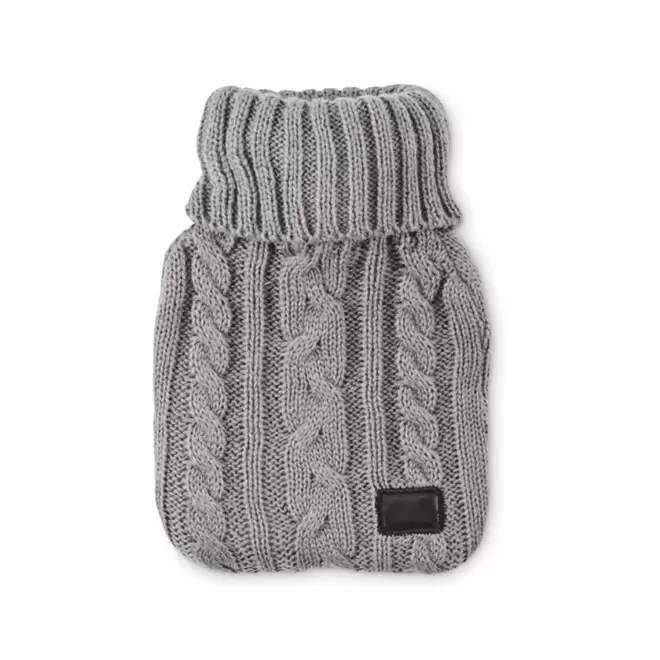 BOUILLOTTE HOUSSE TRICOTE 450ML PERSONNALISABLE 'DOULEY' - gris