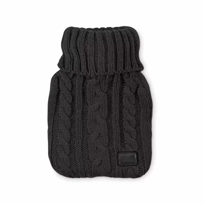 BOUILLOTTE HOUSSE TRICOTE 450ML PERSONNALISABLE 'DOULEY' - noir