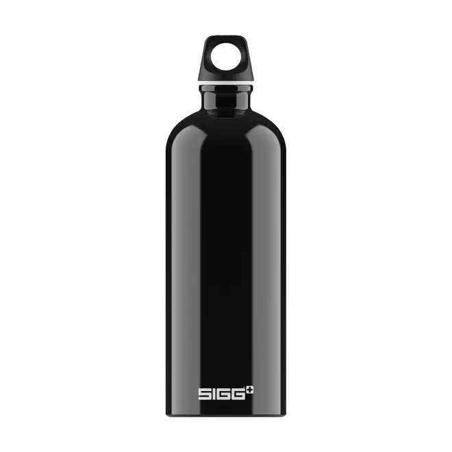 GOURDE EN ALUMINIUM SIGG 1L PERSONNALISABLE 'TRAVELLER' - noir brillant