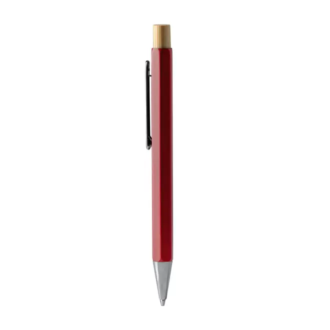 STYLO HEXAGONAL  EN METAL ET BAMBOU PUBLICITAIRE 'CONI' - rouge