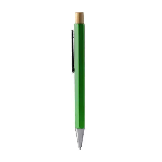 STYLO HEXAGONAL  EN METAL ET BAMBOU PUBLICITAIRE 'CONI' - vert