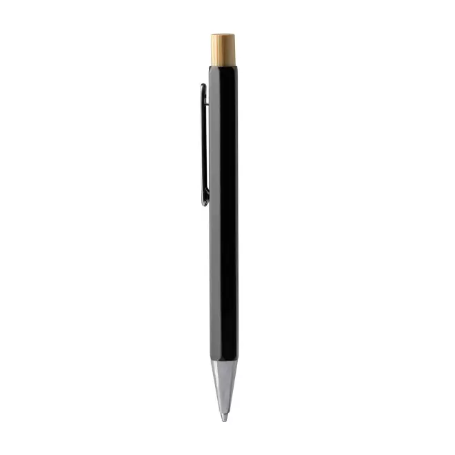 STYLO HEXAGONAL  EN METAL ET BAMBOU PUBLICITAIRE 'CONI' - noir