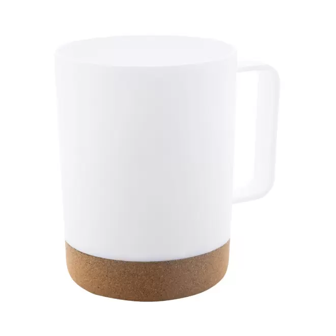 MUG EN PLASTIQUE ET LIEGE 400ML PERSONNALISABLE 'HINDA' - blanc