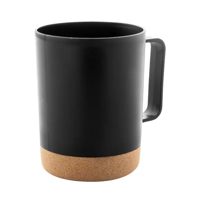 MUG EN PLASTIQUE ET LIEGE 400ML PERSONNALISABLE 'HINDA' - noir