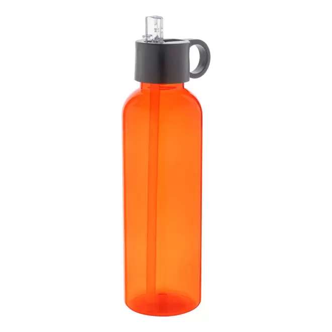 GOURDE EN RPET AVEC PAILLE 500ML PERSONNALISABLE 'BAFIT' - orange