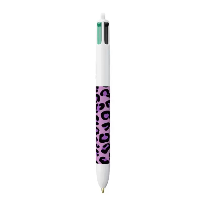 STYLO BIC® PERSONNALISABLE '4 COULEURS ANIMAL' - léopard violet