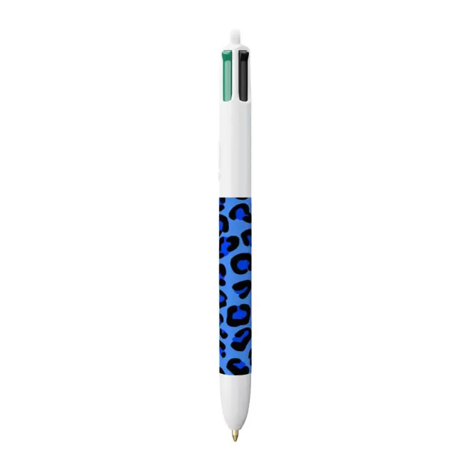STYLO BIC® PERSONNALISABLE '4 COULEURS ANIMAL' - léopard bleu