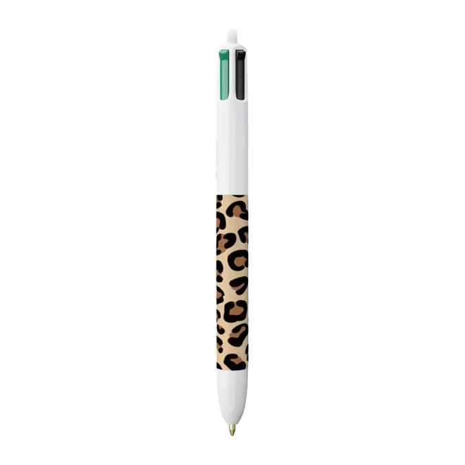 STYLO BIC® PERSONNALISABLE '4 COULEURS ANIMAL' - léopard marron