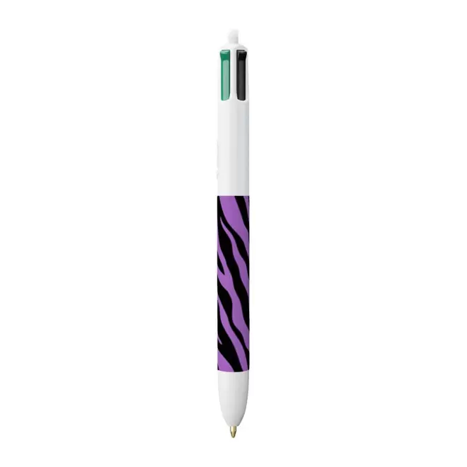 STYLO BIC® PERSONNALISABLE '4 COULEURS ANIMAL' - zèbre violet