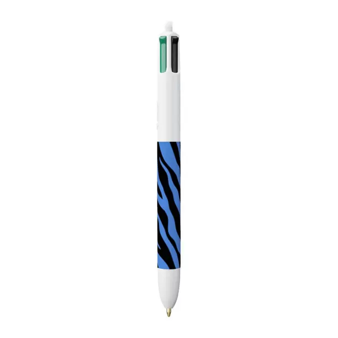 STYLO BIC® PERSONNALISABLE '4 COULEURS ANIMAL' - zèbre bleu