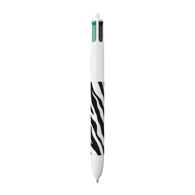STYLO BIC® PERSONNALISABLE '4 COULEURS ANIMAL' - zèbre noir