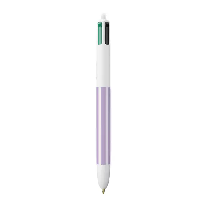 STYLO BIC® PERSONNALISE '4 COULEURS RAYURES' - violet pastel