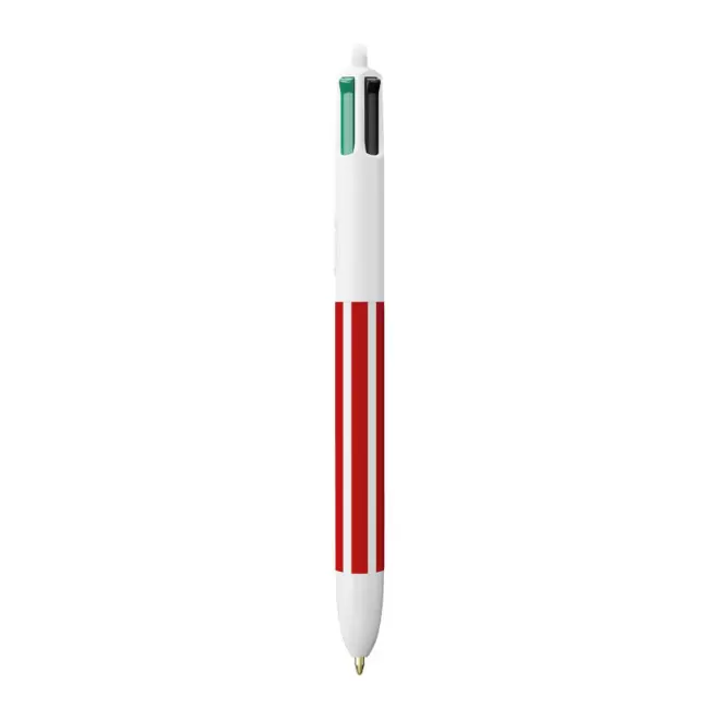 STYLO BIC® PERSONNALISE '4 COULEURS RAYURES' - rouge