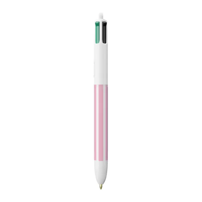 STYLO BIC® PERSONNALISE '4 COULEURS RAYURES' - rose