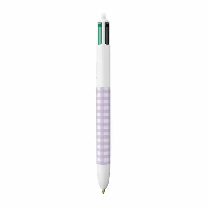 STYLO BIC® PERSONNALISABLE '4 COULEURS VICHY' - violet pastel