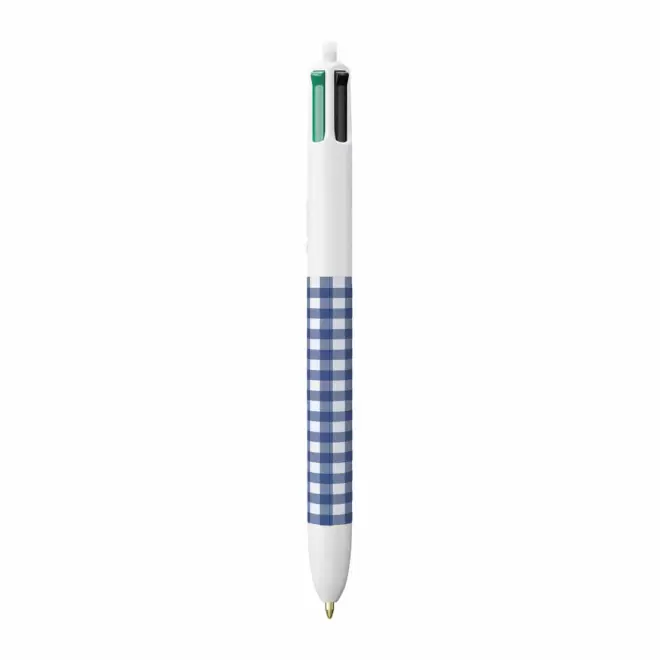 STYLO BIC® PERSONNALISABLE '4 COULEURS VICHY' - bleu royal
