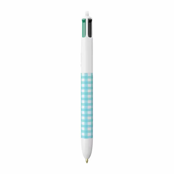STYLO BIC® PERSONNALISABLE '4 COULEURS VICHY' - bleu clair