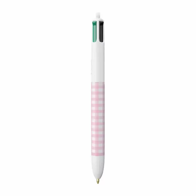 STYLO BIC® PERSONNALISABLE '4 COULEURS VICHY' - rose