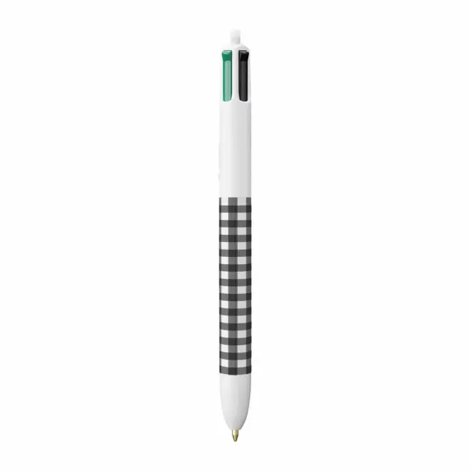 STYLO BIC® PERSONNALISABLE '4 COULEURS VICHY' - noir et blanc