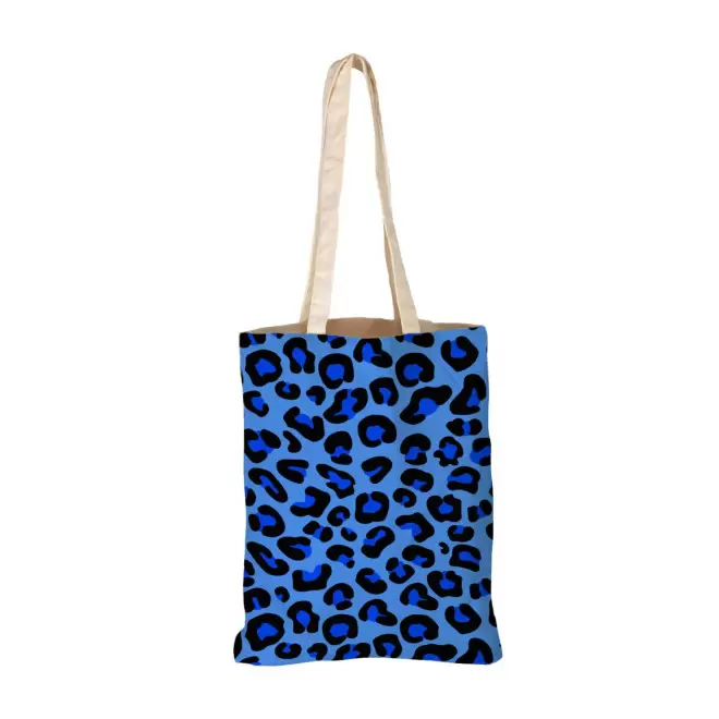 TOTE BAG IMPRESSION LEOPARD PERSONNALISABLE 'TICTOC' - bleu