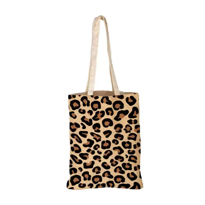 TOTE BAG IMPRESSION LEOPARD PERSONNALISABLE 'TICTOC' - marron