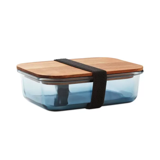 LUNCH BOX PERSONNALISABLE EN VERRE NERVUREE 'BUCATI GLASS' - bleu transparent