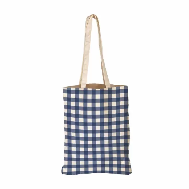 TOTE BAG IMPRESSION VICHY PERSONNALISABLE 'TICTOC' - bleu marine