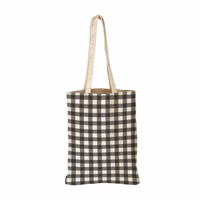 TOTE BAG IMPRESSION VICHY PERSONNALISABLE 'TICTOC' - noir