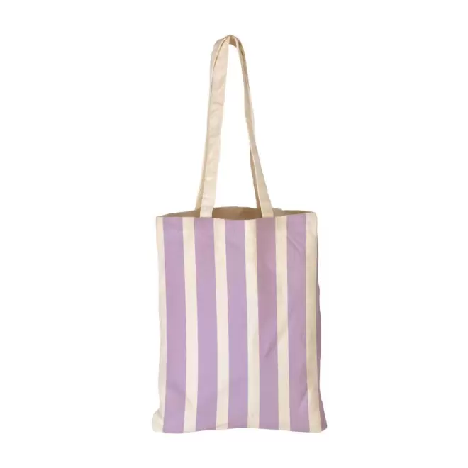 TOTE BAG IMPRESSION PETITE RAYURE PERSONNALISABLE 'TICTOC' - lavande