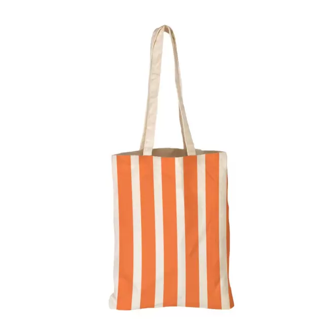 TOTE BAG IMPRESSION PETITE RAYURE PERSONNALISABLE 'TICTOC' - orange