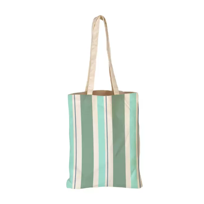 TOTE BAG IMPRESSION GRANDE RAYURE PERSONNALISABLE 'TICTOC' - turquoise/bleu ciel/bleu