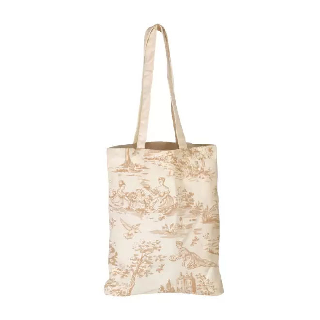 TOTE BAG IMPRESSION TOILE DE JOUY PERSONNALISABLE 'TICTOC' - beige