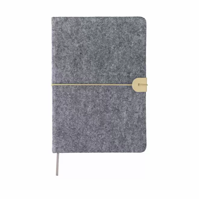 CARNET A5 EN FEUTRINE RECYCLE PERSONNALISABLE 'PEA' - gris