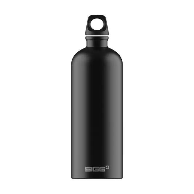 GOURDE EN ALUMINIUM SIGG 1L PERSONNALISABLE 'TRAVELLER' - noir mat
