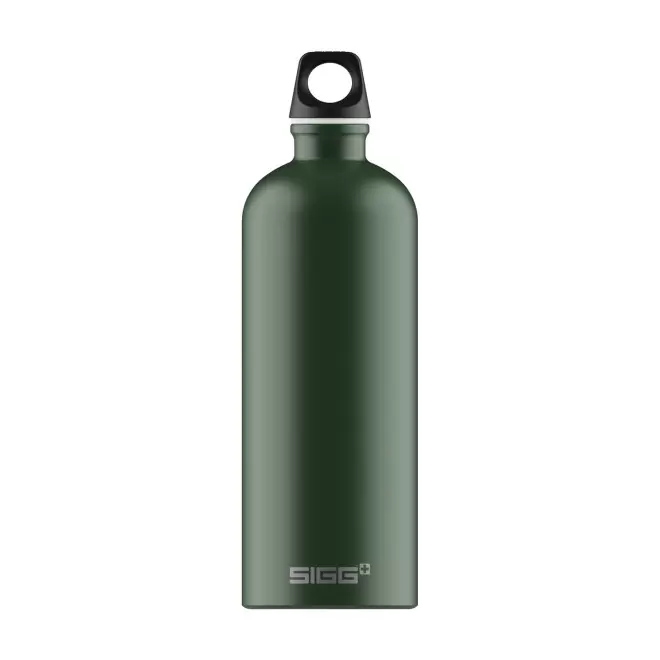 GOURDE EN ALUMINIUM SIGG 1L PERSONNALISABLE 'TRAVELLER' - vert foncé mat