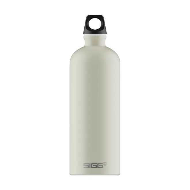 GOURDE EN ALUMINIUM SIGG 1L PERSONNALISABLE 'TRAVELLER' - écru mat