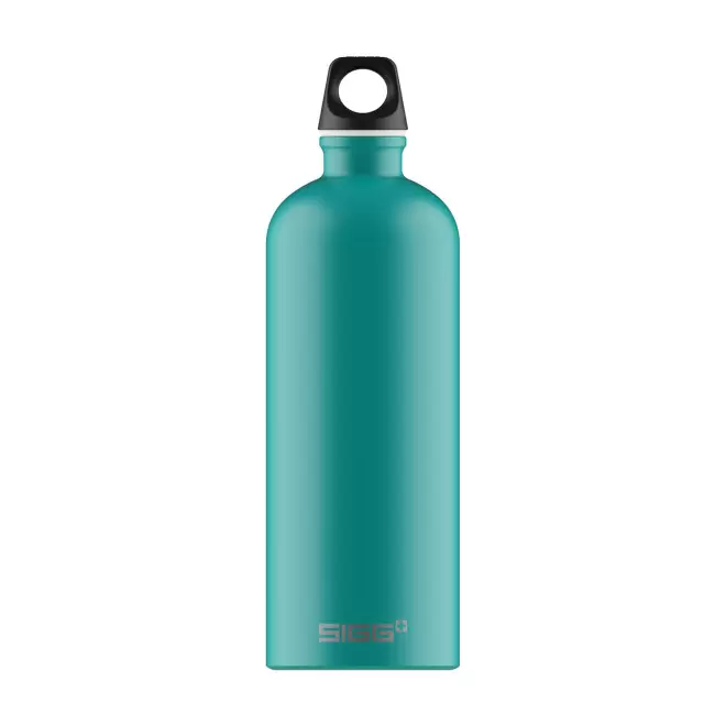 GOURDE EN ALUMINIUM SIGG 1L PERSONNALISABLE 'TRAVELLER' - turquoise mat