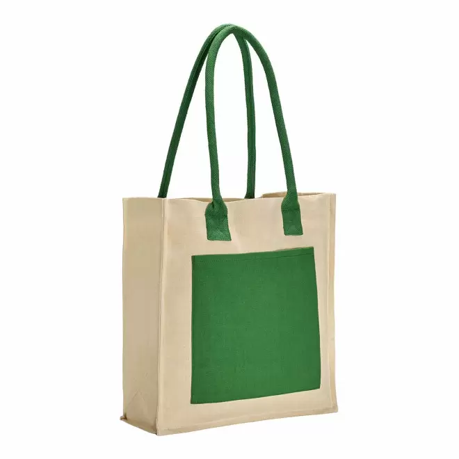 SAC SHOPPING SOUFFLET PERSONNALISABLE 'CONTRO' - naturel/vert
