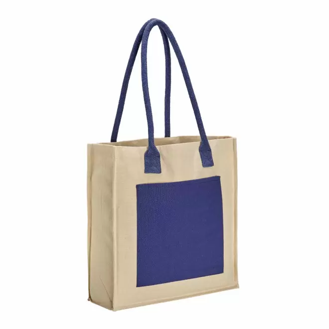 SAC SHOPPING SOUFFLET PERSONNALISABLE 'CONTRO' - naturel/bleu
