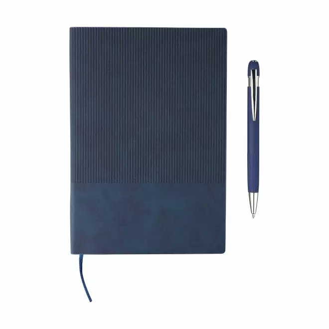 SET PERSONNALISABLE CARNET ET STYLO EN PU RECYCLE 'POLUX' - bleu