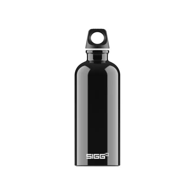 GOURDE EN ALUMINIUM SIGG 600ML PERSONNALISEE 'TRAVELLER' - noir brillant