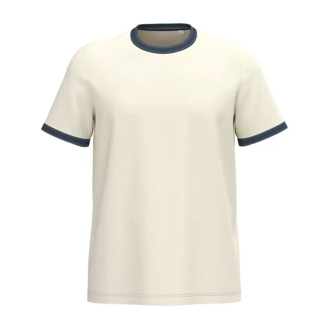 TEE-SHIRT CONTRASTE HOMME PERSONNALISABLE 'RINGA' - blanc/bleu marine