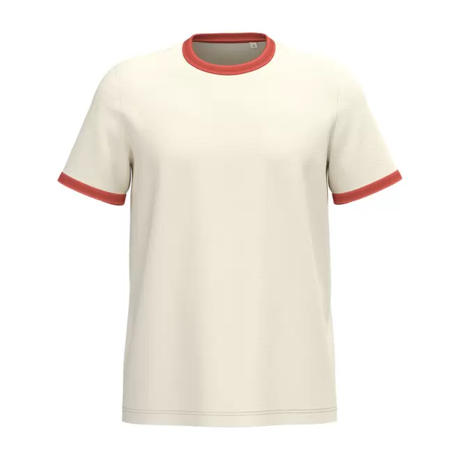 TEE-SHIRT CONTRASTE HOMME PERSONNALISABLE 'RINGA' - blanc/rouge