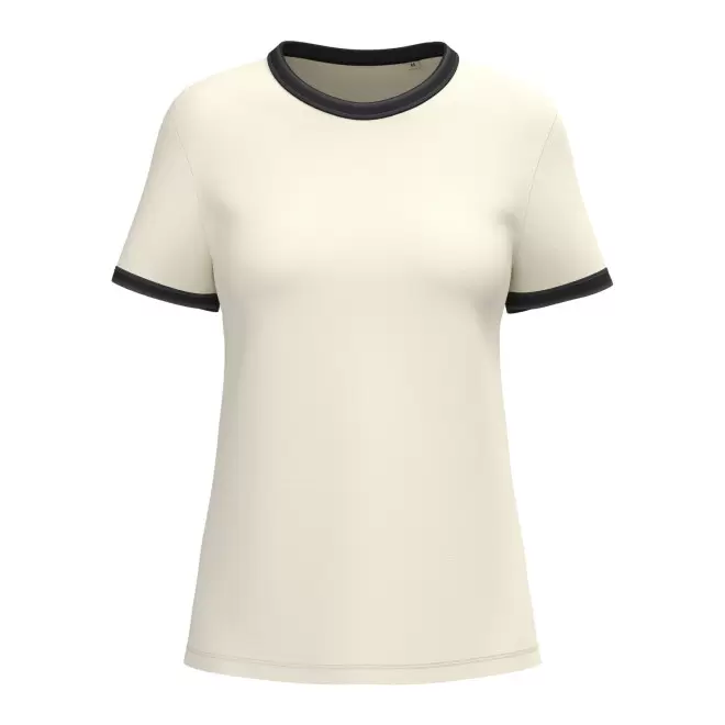 TEE-SHIRT CONTRASTE FEMME PERSONNALISE 'RINGA' - blanc/noir