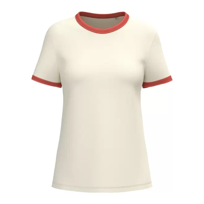 TEE-SHIRT CONTRASTE FEMME PERSONNALISE 'RINGA' - blanc/rouge