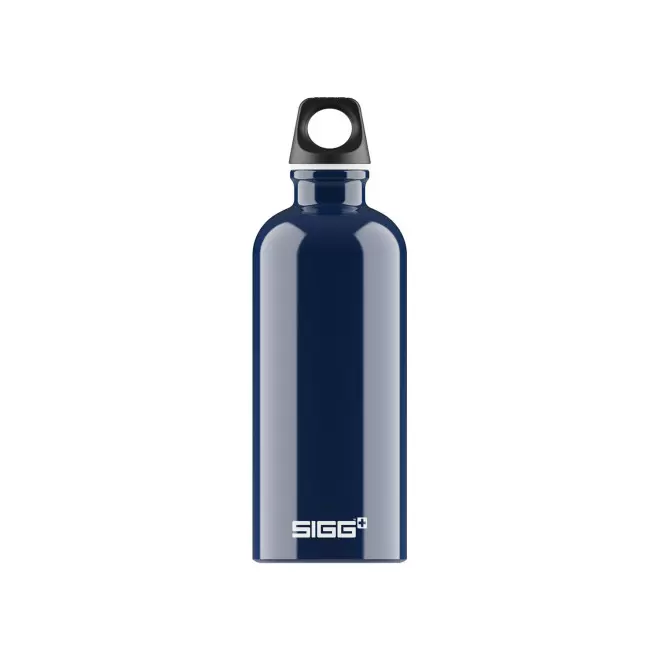 GOURDE EN ALUMINIUM SIGG 600ML PERSONNALISEE 'TRAVELLER' - bleu marine brillant