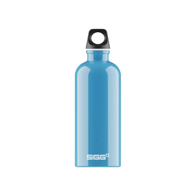 GOURDE EN ALUMINIUM SIGG 600ML PERSONNALISEE 'TRAVELLER' - bleu lagon brillant