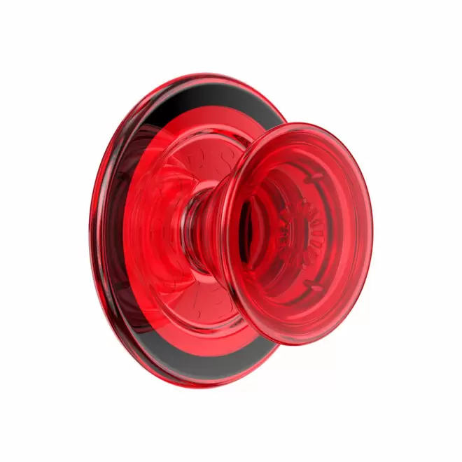 SUPPORT TELEPHONE PERSONNALISABLE 'POPGRIP MAGSAFE' - rouge transparent